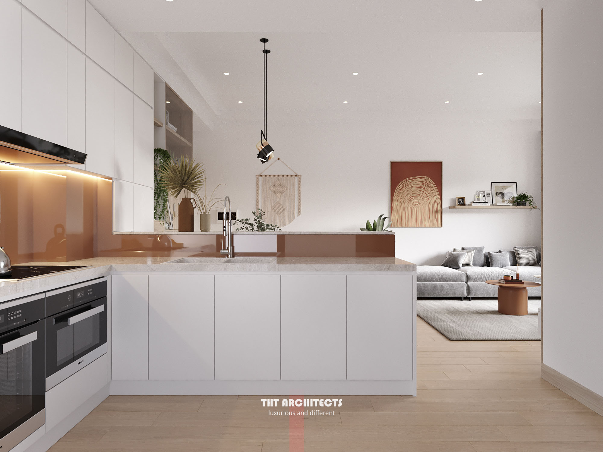 tht architects - Chung cư Vinhome Grand Park - phòng khách bếp 04